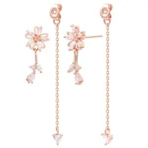 14K 골드필드 핀 이어링 플로라 투웨이 롱 드롭 일자침 귀걸이