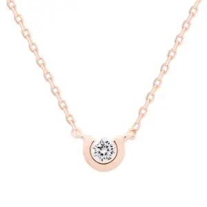 14K GP 스윙문 큐빅 로즈골드 체인 패션 목걸이