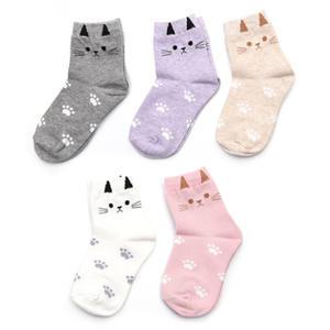 국산 KC인증 유아동 양말 5족세트 냐옹이 어린이 유치원 초등 선물