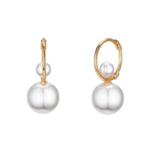 갤러리아 여자 14K 귀걸이 원터치 링 금귀걸이 더블 진주