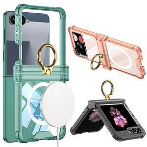 갤럭시Z플립7 FE 6 5 4 제트지 맥세이프 베이직 일체형 힌지보호 링 투명 범퍼 케이스