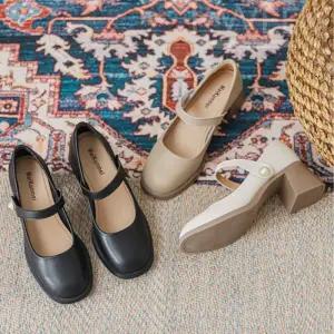 아이위크 가을 모던 키높이 통굽 발편한 여성 스트랩 힐 메리제인 여자 구두