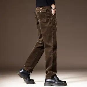 EAMT 남자 면 바지 빈티지 코듀로이 캐주얼 팬츠 추동 카고 일자 와이드핏 와이드 힛템