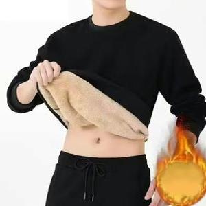 트렌디 기모안감 무지 라운드 맨투맨 티셔츠 융털기모 방한 방풍 보온 심플 긴팔티