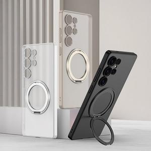 [유니커블]갤럭시 S25울트라 맥세이프 호환 마그네틱 회전 링 거치대 무광 매트 반투명 슬림 하드 케이스