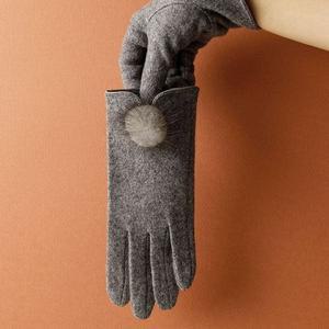 방한장갑 여성 퍼방울 모직장갑 겨울 손가락 무지