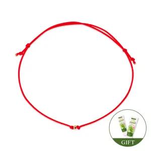(카밀핸드크림+선물포장)[비앤비골드] 오늘출발 14K 미니 골드볼 실크끈 레드 실팔찌 KNB41498