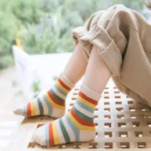 어린이 아동 무지개스마일 중목 양말 세트 5족 4계절 유아동 면양말