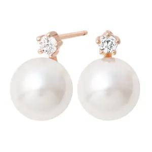14K 골드필드 핀 이어링 론드 큐빅 진주 결혼식 혼주 스터드 귀걸이