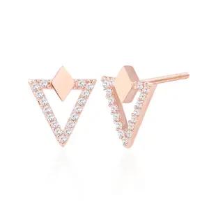 14K 금침 이어링 위니 세모 삼각형 큐빅 원터치 링 귀걸이