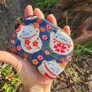 행운 고양이 일본 동전지갑 손지갑 파우치 정리 명함 엔화 지폐 가꾸 백꾸 내구성