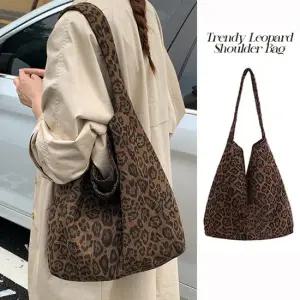 루미카 스웨이드 레오파드 호피 보부상 숄더백