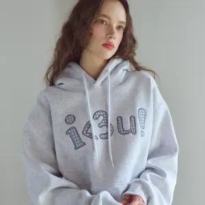 러브유 패치 후드티 멜란지화이트