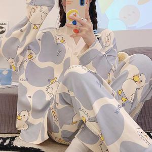 쉬블림로브 (긴팔+긴바지) 여성 얼룩 패턴 홈웨어 파자마 잠옷 세트 GGWD0613