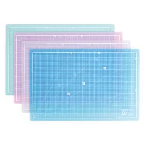 [현대오피스] 컬러투명 컷팅매트 HOM-A3 최고급PVC 데스크매트 그린, 회색, 블루 택1