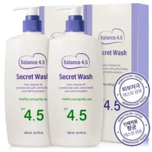 밸런스 4.5 시크릿워시 약산성 여성청결제 대용량 500ml 2개