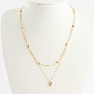 여자 더블 실버 금색 볼체인 하트 펜던트 목걸이