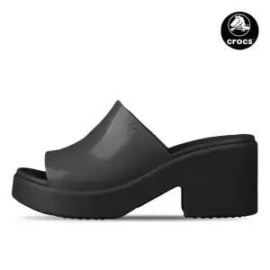 크록스 브루클린 슬라이드 하이 샤인 힐 여성 슬리퍼 샌들 블랙 209709-001