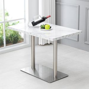 [공간미가구]백마블 1000x600 36T 식스 실버 쌍기둥 식탁 테이블