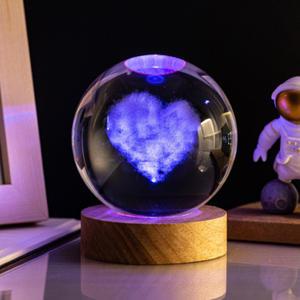 앞날창창 감성 LED 모던 수정구슬 침실 무드등 8cm 하트구름