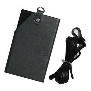 웍스 밴드+목걸이형 천연소가죽 미니 카드지갑-블랙_WC647D0