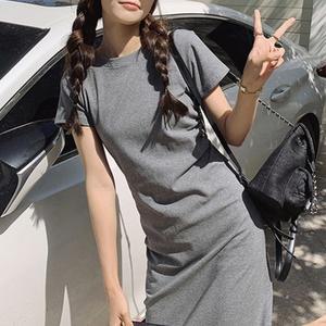 데일리 무지 원피스 봄 여름 반팔 면 스커트 홈웨어 미니원피스 여자원피스 스트링