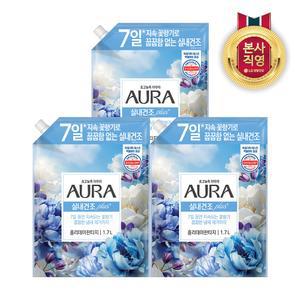 아우라 리필 1.7L 실내건조 섬유유연제 홀리데이판타지 3개