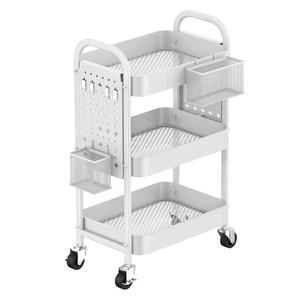 타공보드 트롤리 3단 무빙 철제 페그보드 북 카트 선반 정리함 정리용품 화이트 PEG-3