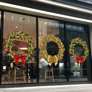 크리스마스 화환 시트지 대형 정전기 스티커 창문 유리창 리스 리본 쇼윈도 매장 레터링