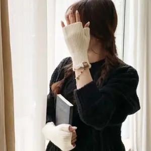 아름무드 골지 니트 핸드워머 아이보리/아동/어린이/학생/어린이집/유치원/핸드/장갑/반장갑/털장갑/초등