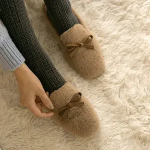 [분홍코끼리] (쫀득몰드창) 아망뜨 리본 털슬리퍼(4cm)