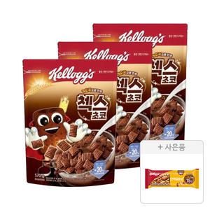 켈로그 오곡 첵스초코 570g, 3개 + 증정(단백질바K 50g, 1개)