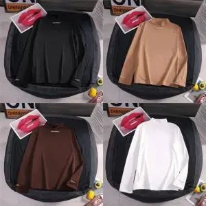 여성 반목 터틀넥 기모 무지 티셔츠