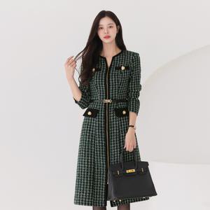 [시크라인] (~XXL까지) 프레드 트위드 집업 벨트 원피스 겨울 코디 오피스룩 하객룩 연말룩 모임룩 파티룩 빅사이즈