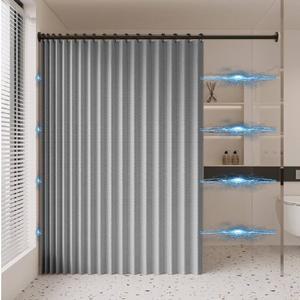 욕실 자바라 샤워 커튼 높이200cm 파티션 형 무타공 그레이 너비150cm 세트