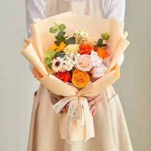 [메종드플로레]시들지 않는 사랑스러운 비누꽃다발 기념일 졸업식 생일 꽃선물 + 쇼핑백 - 5종