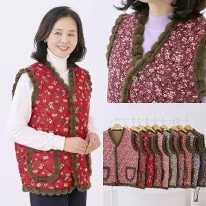 [NS홈쇼핑]엄마옷 마미소 따수미 밍크 꽃 조끼 김장 요양원 꽃무늬 양털 할머니 빅사이즈 40 70 마담..