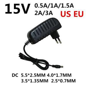 1PCS AC/DC 어댑터 DC 15V 0.5A 1A 1.5A 2A 3A AC 100-240V 변환기 전원 V 볼트 충전기 공급 장치 EU 미국