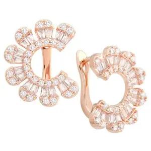 14K 골드필드 핀 이어링 잔느 라운드 링 큐빅 원터치 링 귀걸이