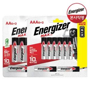 에너자이저 알카라인 맥스 건전지 AA 6+2입 + AAA 6+2입 (총 16입)