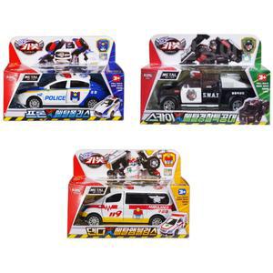 신상 헬로 카봇 메탈 미니카 3종세트 폴리스 앰뷸런스 경찰특공대