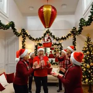 매달린 열기구 낙하산 대형 에어 산타 할아버지 인형 크리스마스조형물 오너먼트 천장 장식 인테리어