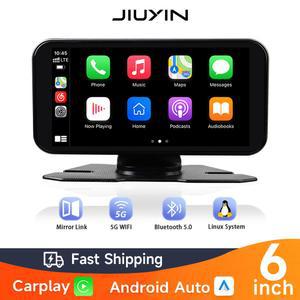 안드로이드 오토 동글 6인치 범용 자동차 라디오 무선 카플레이 멀티미디어 GPS 네비게이션 비디오 플레이어 휴대용 터치 스크린 블루투스 AUX