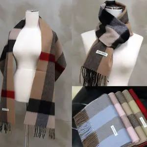 울100% 빅체크 캐시미어 무지 목도리 남자 여성 선물용 퍼 머플러 체크