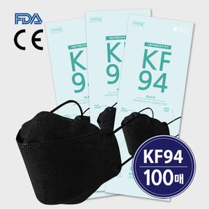 KF94 블랙마스크 대형 100매 4중필터 초미세먼지 차단 황사마스크