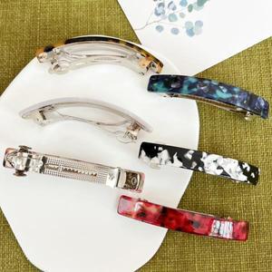 우아한 레오파드 헤어 클립 아세테이트 빈티지 프렌치 헤어핀 컬러풀 기하학적 마블 스프링 클립 심플 패션