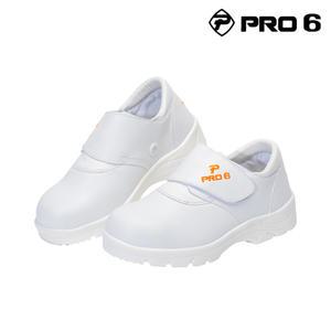프로식스 안전화 PRO6-400Y 화이트 4인치 경량 크린룸화 통풍 찍찍이