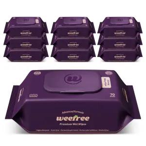 위프리 카밍 퍼플 엠보싱 아기물티슈, 75g, 70매, 10팩
