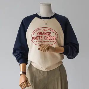 (안나앤모드) orange 레글런 배색 맨투맨[티셔츠DM342]