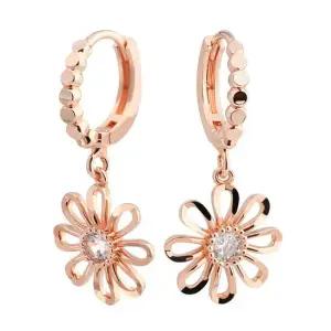 14K 골드필드 핀 이어링 데이지 플라워 꽃 포인트 원터치 링 귀걸이